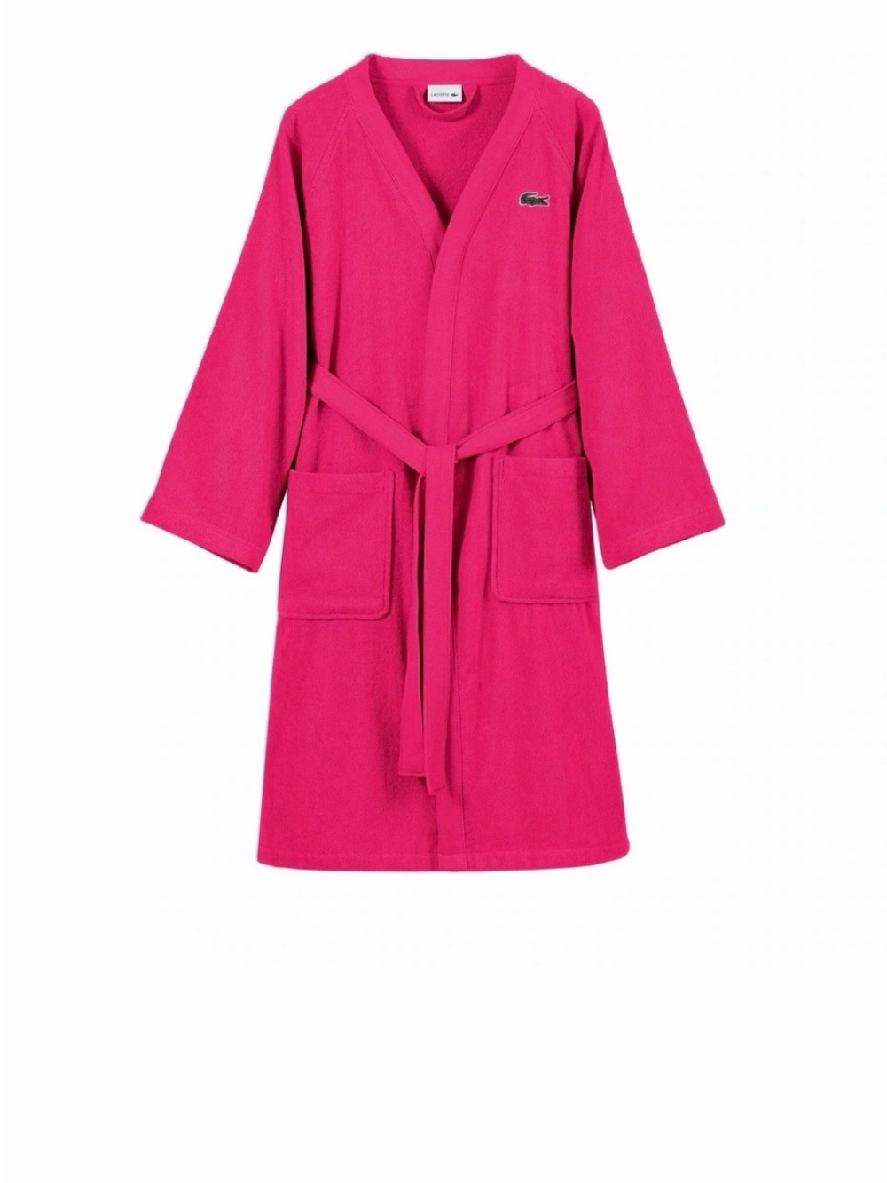 Lacoste Vibrant Pink Terry Cloth Bath Robe with Logo